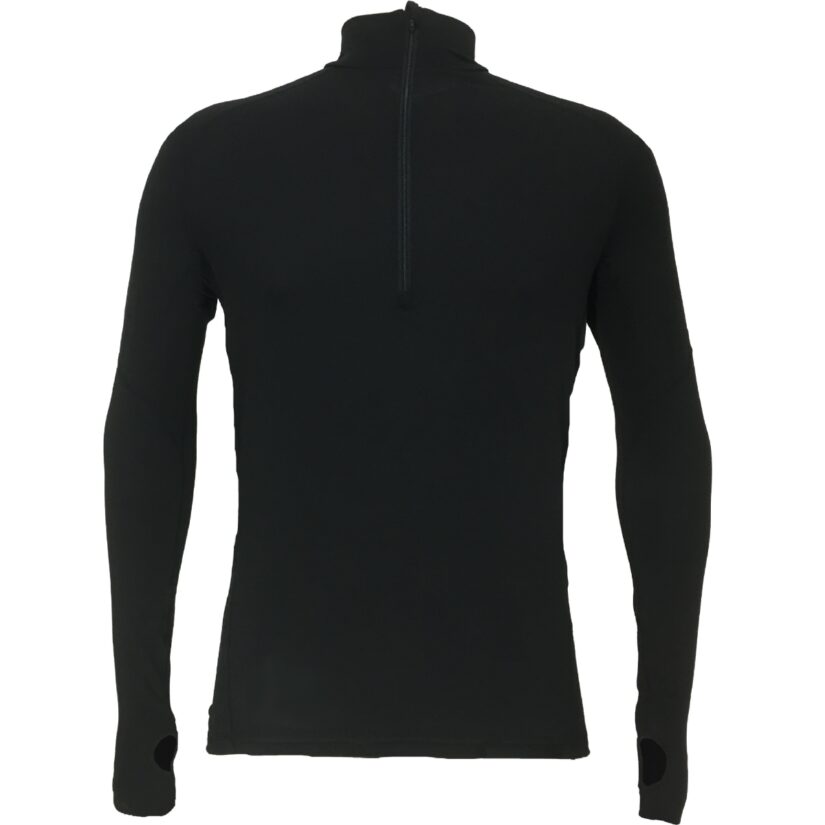 Mens Long Sleeve 1/4 Zip Thermal Midlayer Black - Thermatech New Zealand