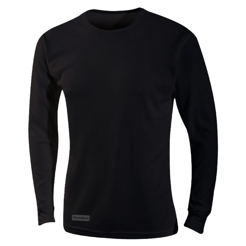 Mens Essential Long Sleeve Baselayer Black - Thermatech New Zealand