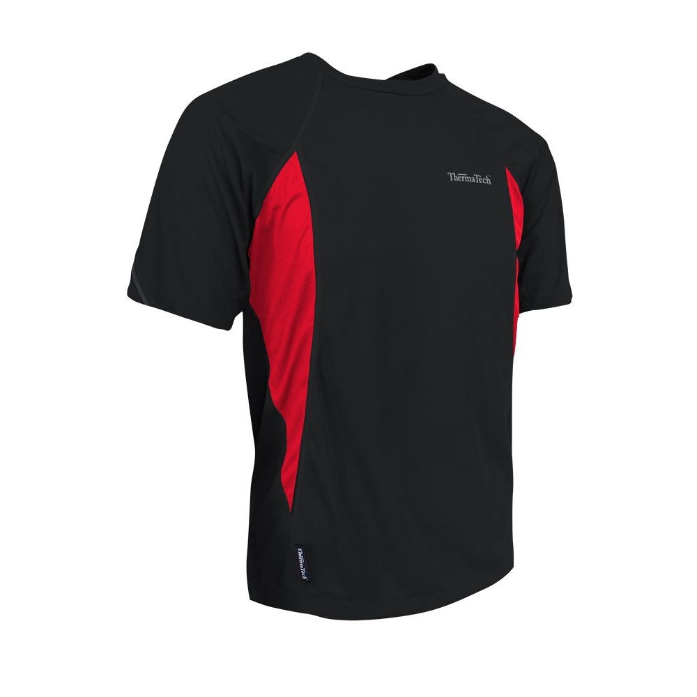 Mens Short Sleeve Training Tee Black/Red - Thermatech New Zealand